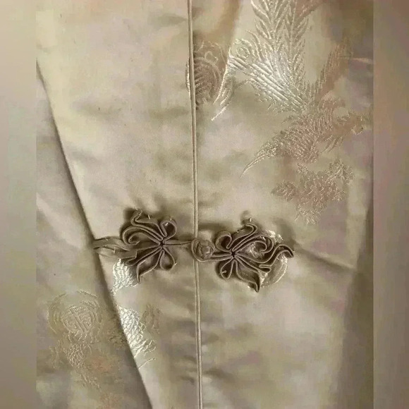 VTG  GOLD YELLOW CHINESE BROCADE JACKET COAT EVENING COAT SMALL - Picture 5 of 11